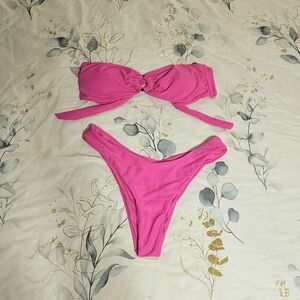 Zaful Hot Pink Bandeau Bikini